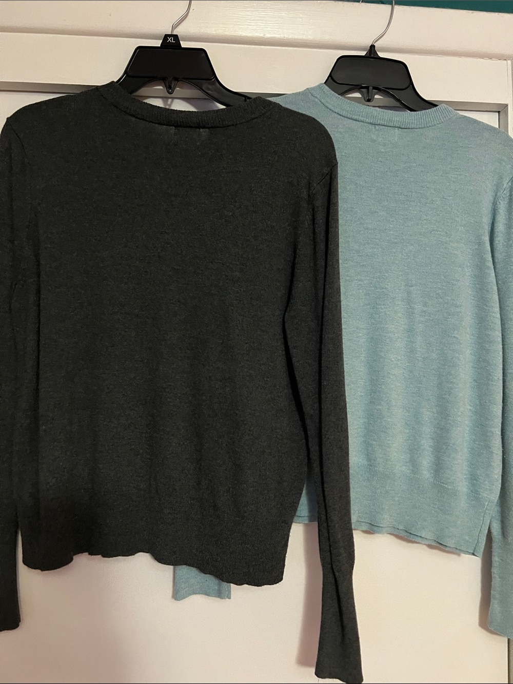 A lot of a new day women’s Crewneck Sweater in Light Blue and Charcoal